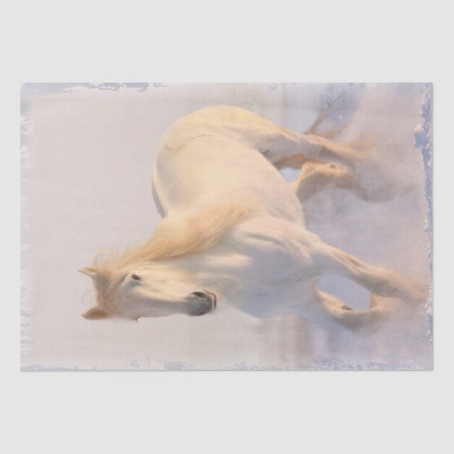 White Horse Snow Decoupage Tissue Paper (Front)