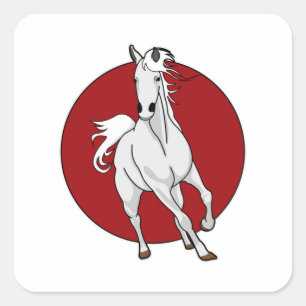 White Horse Square Sticker