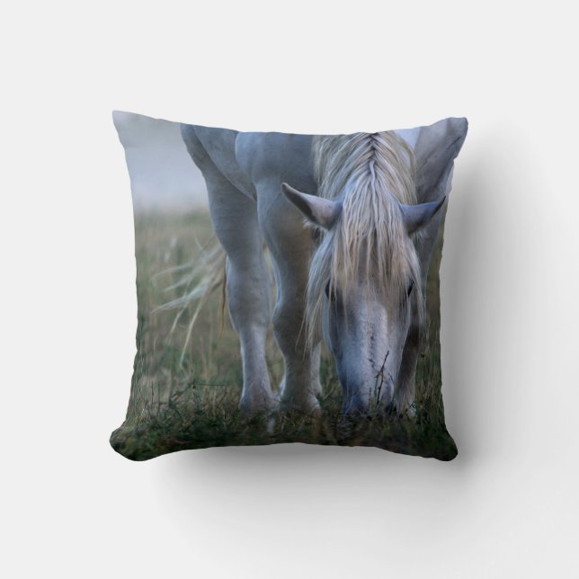 White Horse Throw Pillow (Front)