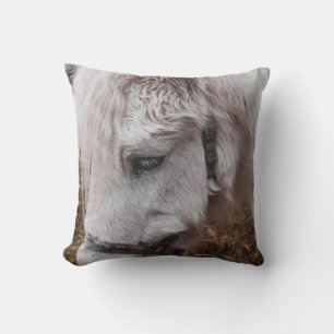 WHITE HORSE THROW PILLOW
