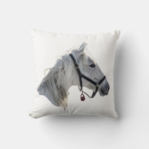 White Horse Throw Pillow