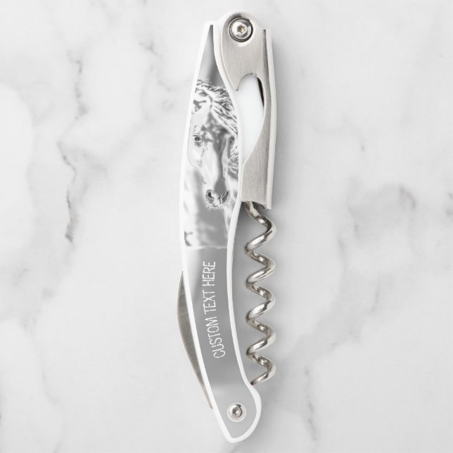 White Horse Waiter's Corkscrew with Custom Text (Back)