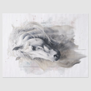 White Horse Watercolor Decoupage Tissue Paper