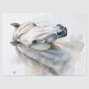 White Horse Watercolor Decoupage Tissue Paper