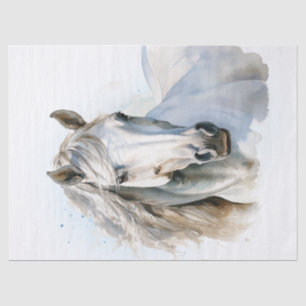 White Horse Watercolor Decoupage Tissue Paper