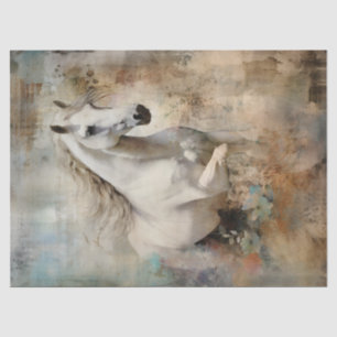 White Horse Watercolor Decoupage Tissue Paper