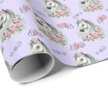 White Horse Wedding Wrapping Paper<br><div class="desc">White Horse Wedding Wrapping Paper. Paper Colour is Purple. Available in multiple colours,  sizes and two finishes. www.hotpocketgraphics.com</div>