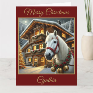 White Horse with Alpine House Christmas Card
