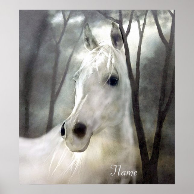 White Horse with Name Poster (Front)