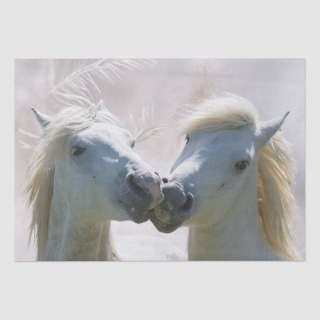 White Horses Best Friends Decoupage Tissue Paper (Front)
