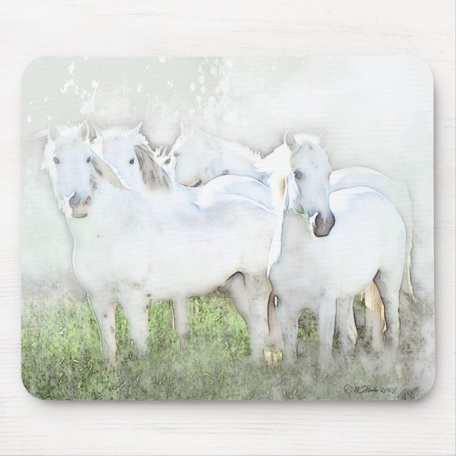 White Horses Mouse Pad Design (Front)
