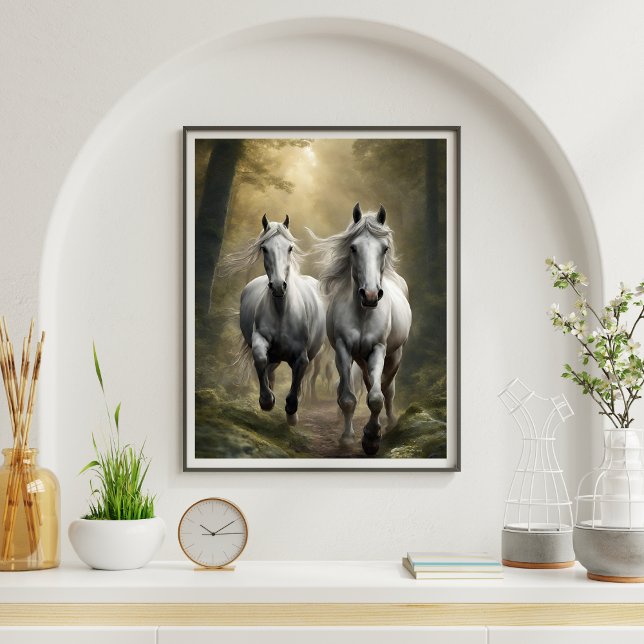 White Horses Running in the Forest Poster (White Horses Running in the Forest Poster)