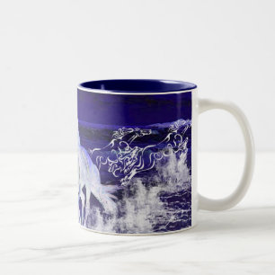 White Horses Two-Tone Coffee Mug