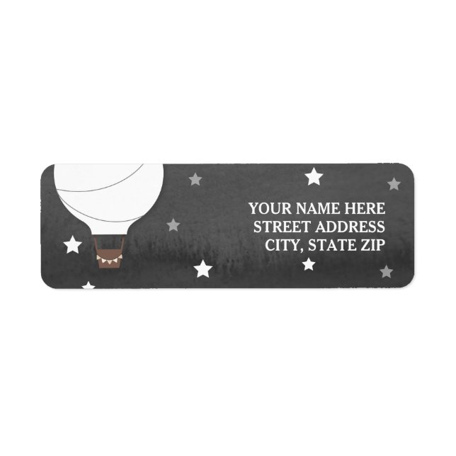 White Hot Air Balloon + Stars Return Label (Front)
