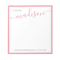 White Hot Pink Personalized Name From The Desk Of