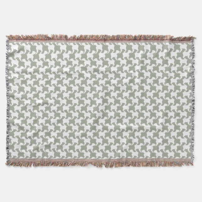 White Houndstooth dogs Choose Colour Throw Blanket (Front)
