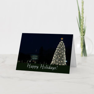 White House and National Tree Christmas Holiday DC Foil Greeting Card