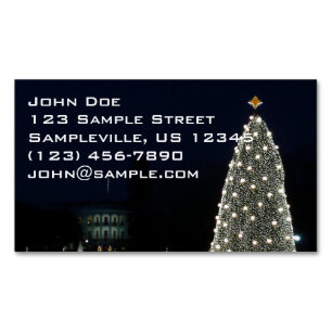 White House and National Tree Christmas Holiday DC Magnetic Business Card
