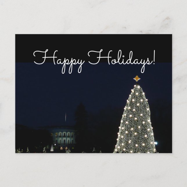 White House and National Tree Christmas Holiday DC Postcard (Front)