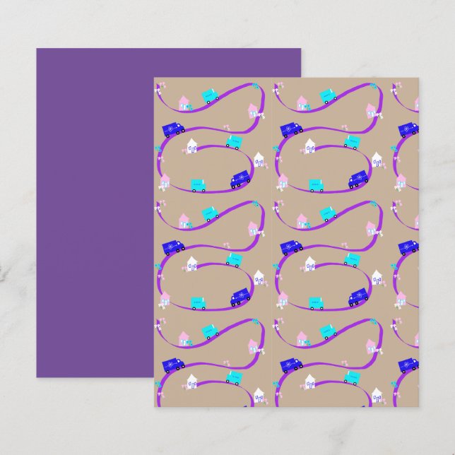 White House Blue Truck Purple Road Scrapbook Paper (Front/Back)