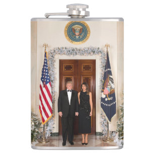 White House Christmas Donald Trump & Melania Hip Flask