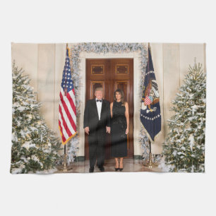 White House Christmas Donald Trump & Melania Kitchen Towel
