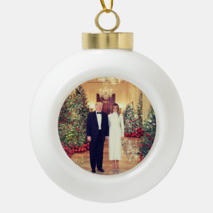 White House Christmas President Donald Trump  Ceramic Ball Christmas Ornament