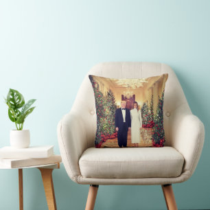 White House Christmas President Donald Trump  Throw Pillow