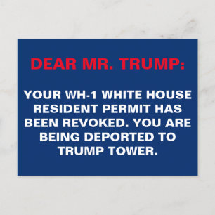 White House Residency Permit Revoked Resist Postcard