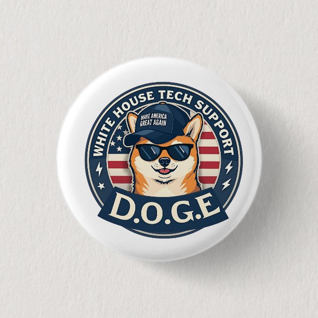 White House Tech Support Doge  1 Inch Round Button (Front)