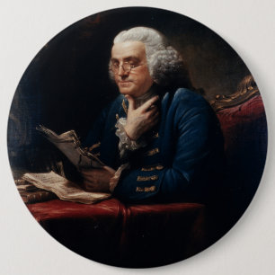 White House "Thumb Portrait" of Benjamin Franklin 6 Inch Round Button