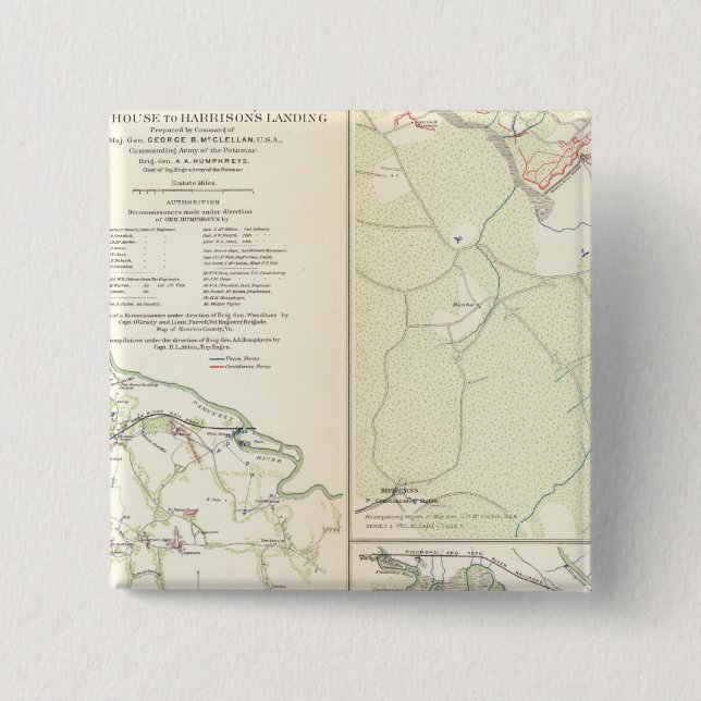White HouseHarrison's Landing 2 Inch Square Button (Front)