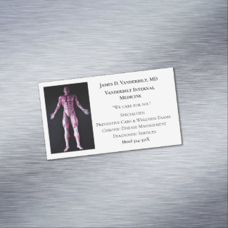White Human Body Internal Medicine Doctor Medical  Magnetic Business Card