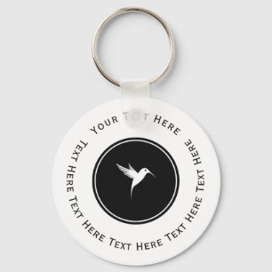 White Humming Bird Logo Keychain