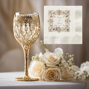 White Hummingbird Coined Cocktail Napkins