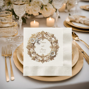 White Hummingbird Coined Luncheon Rnd Frame Napkin