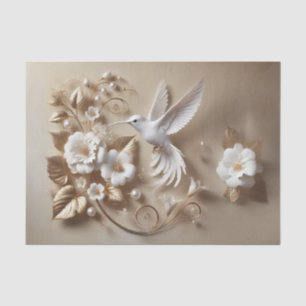 White Hummingbird Decoupage Tissue Wrapping Paper