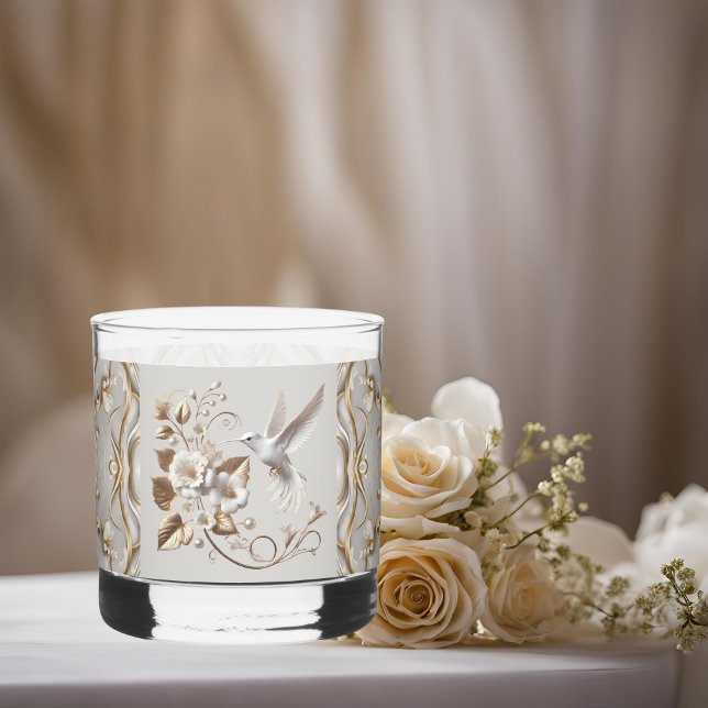White Hummingbird Elegant  Whiskey Glass (Creator Uploaded)