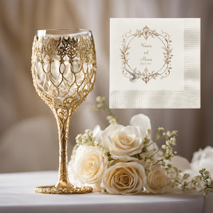 White Hummingbird Minimalist Coined Cocktail  Napkin