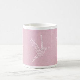 White Hummingbird Pink Background Coffee Mug