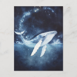 White Humpback Whale Starry Night Sky Galaxy Ocean Postcard
