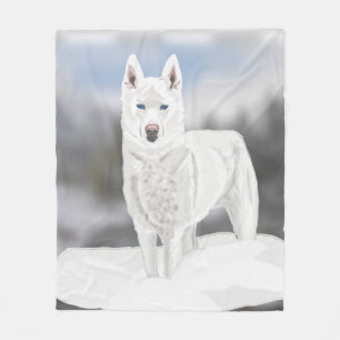 White Husky Fleece Blanket