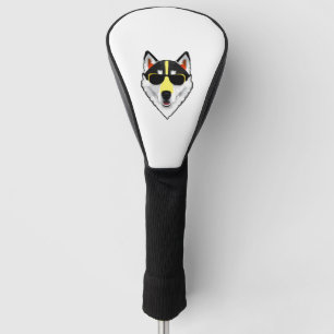 white husky with sunglasses golf head cover
