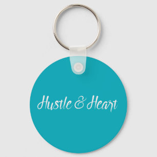 White Hustle and Heart Typography Keychain