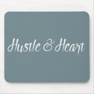 White Hustle and Heart Typography Mouse Pad