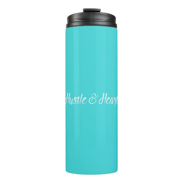 White Hustle and Heart Typography Thermal Tumbler (Front)