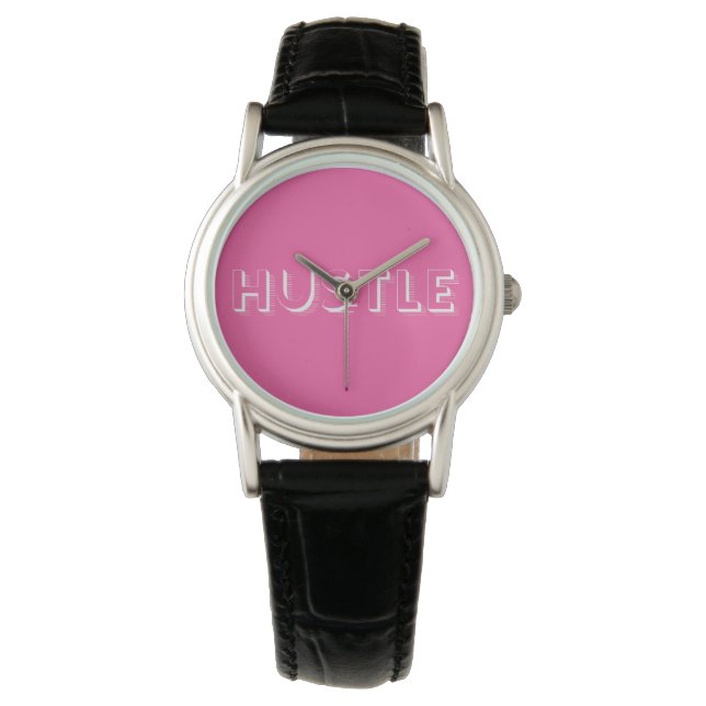 White Hustle Modern Typography Watch (Front)