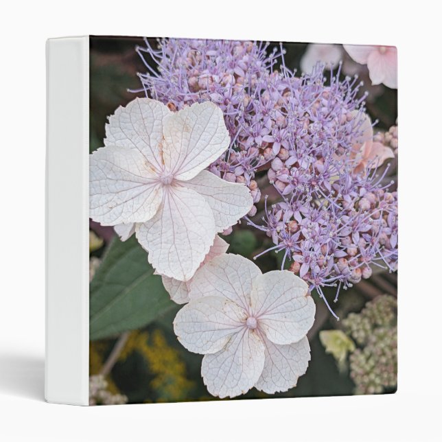 White Hydrangea Aspera Flowers Floral Binder (Front/Spine)