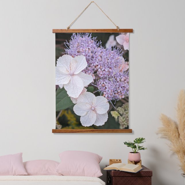 White Hydrangea Aspera Flowers Floral Hanging Tapestry (Bedroom)