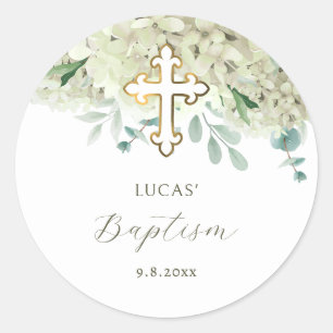 White Hydrangea Baptism Sticker